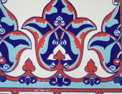 Erhöhte rot & blau 10 8"x8" türkische osmanische Iznik Floral Keramikfliesen Bordüre - Bild 2 von 2