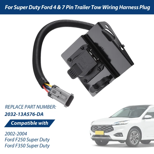 For 02-04 Ford F-250 F-350 Super Duty Trailer Tow Wiring Harness 4 & 7 Pin Plug - Picture 2 of 12
