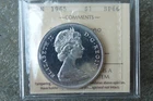 1965 Canada silver dollar $1 -**ICCS SP66 cameo** small beads, blunt 5, specimen