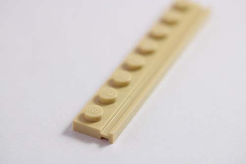 LEGO® Tan Plate, Modified 1 x 8 with Door Rail Part 4510 - Picture 5 of 10