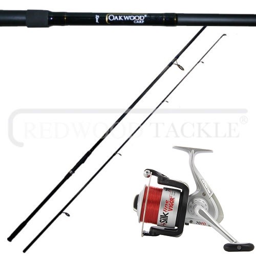 Oakwood Carp Fishing 5lb Spod Rod 50mm Butt Ring & Spod Reel With Line