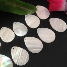 5PCS Shiny Drop Shape Natural Shell Thick 25x35mm White DIY Materials for Crafts