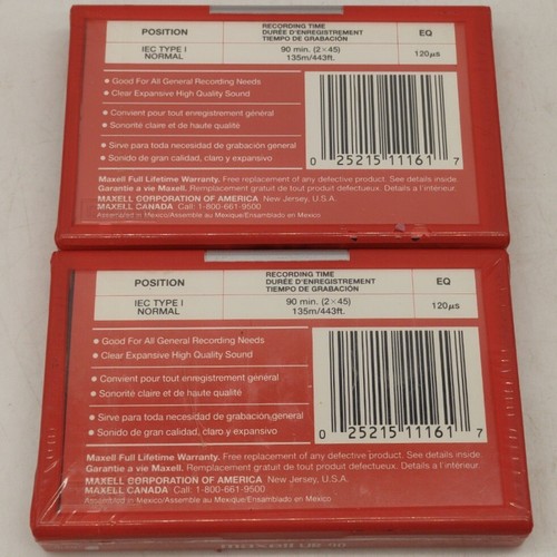 2 Maxell UR 90 Minute Blank Audio Cassette Tapes Normal Bias - Picture 2 of 2