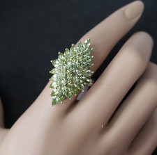 Hebei Peridot Sterling Silver Ring Size 8.5 TGW 7.24 cts