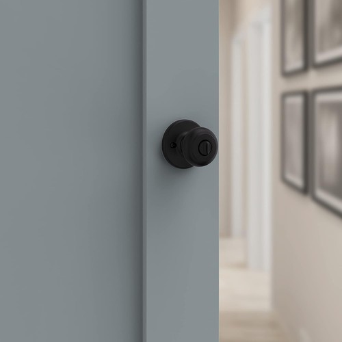 Kwikset Cove Entry Door Knob with Lock and Key Matte Black 94002-950 - Picture 6 of 8