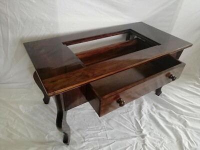 Mesa De Centro La Ibérica - Madera Maciza, Pies Curvos, Largo 90 Cm, Fabricada En España