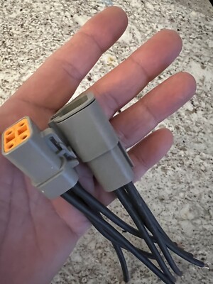 10 AWG gray Assembled Deutsch DTP  4 Pin waterproof connector 6'' black wires