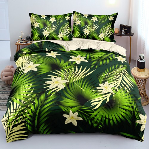 Flower Plants Quilt Duvet Cover Bed Set Pillowcase Single Double Queen King Size - Picture 8 of 11