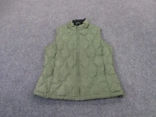 Eddie Bauer Vest Jacket Womens S Green Puffer Goose Down Outdoors Quilted Preppy