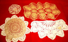 4 Vtg Crocheted Doilies Lace chair back cover table Pineapple 21