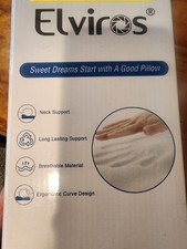 Elviros Cervical Memory Foam Pillow - White, Standard Size