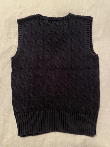 Ralph Lauren Polo Navy Blue Cable Knit Sweater Vest Size Youth Small Boys EUC - Picture 3 of 5
