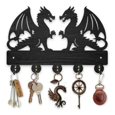  Dragon Coat Rack Wall Mount Wood Key Holder for Wall Double Dragon
