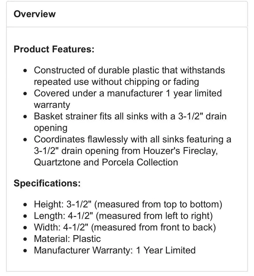 Brida de eliminación de basura Houzer 190-95 Preferra 3-1/2 granito negra Foto 4 de 4