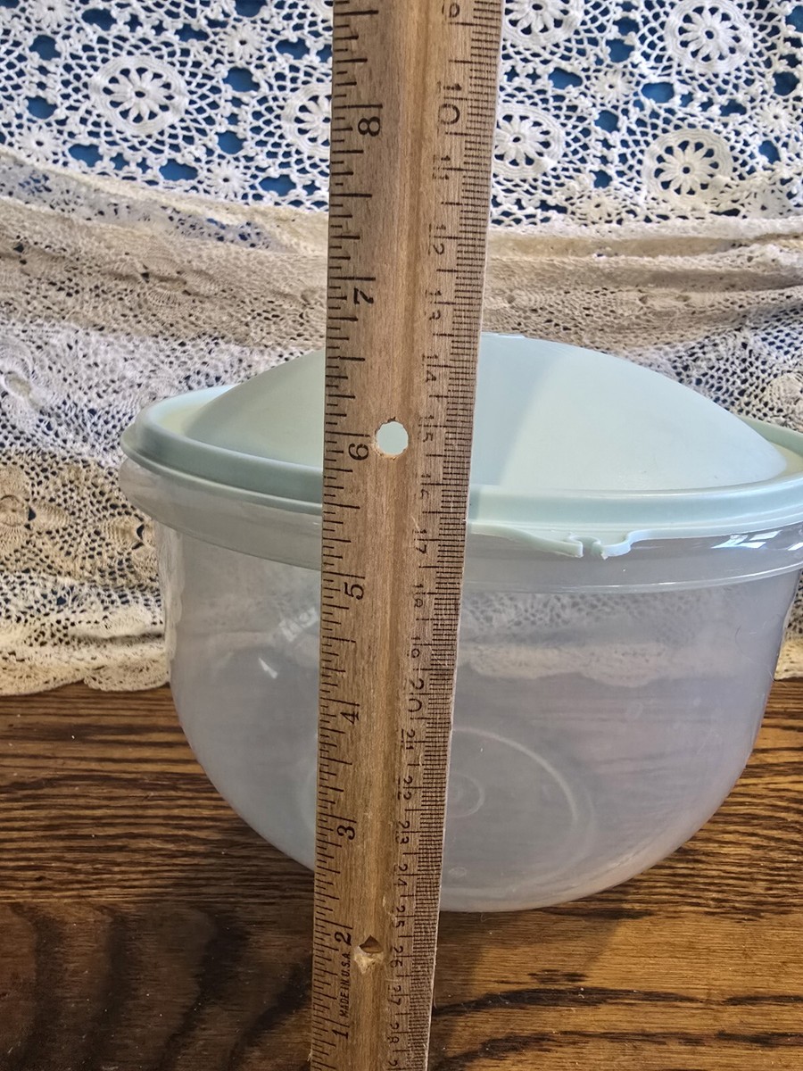 Vintage Tupperware Round Storage Container Blue Lid Clear | eBay