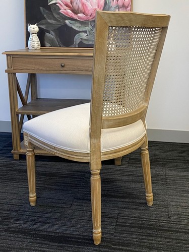 Set of 2 La Joie French Provincial Louis Rattan Upholstered Dining Chair Natural - Picture 4 of 9