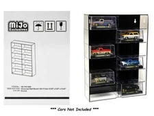 Showcase 12 Cars Display Case for 1/64 Scale Wall Mount Clear Black MJ10012 BK