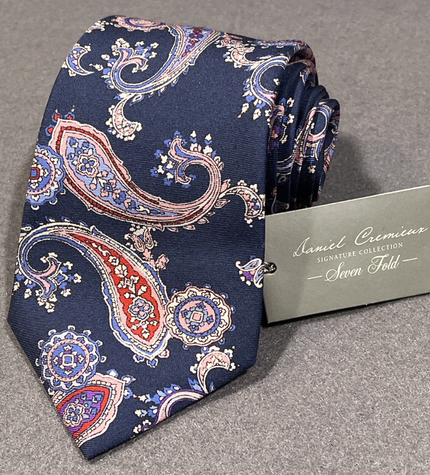 Daniel Cremieux Neck Tie Seven Fold Signature Collection 100% Silk Made In Italy