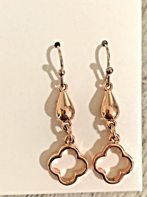 Boucles d'oreilles Ellie en or rose avec gouttes de cristal