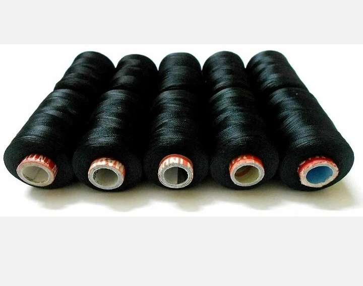 Viscose Rayon Yarn Thread Black, Shiny For Embroidery/Bangle/Jewell 10 Spools - Image 2 of 3