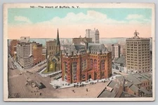 Postcard Downtown Buffalo NY Old Cars WH Brandel
