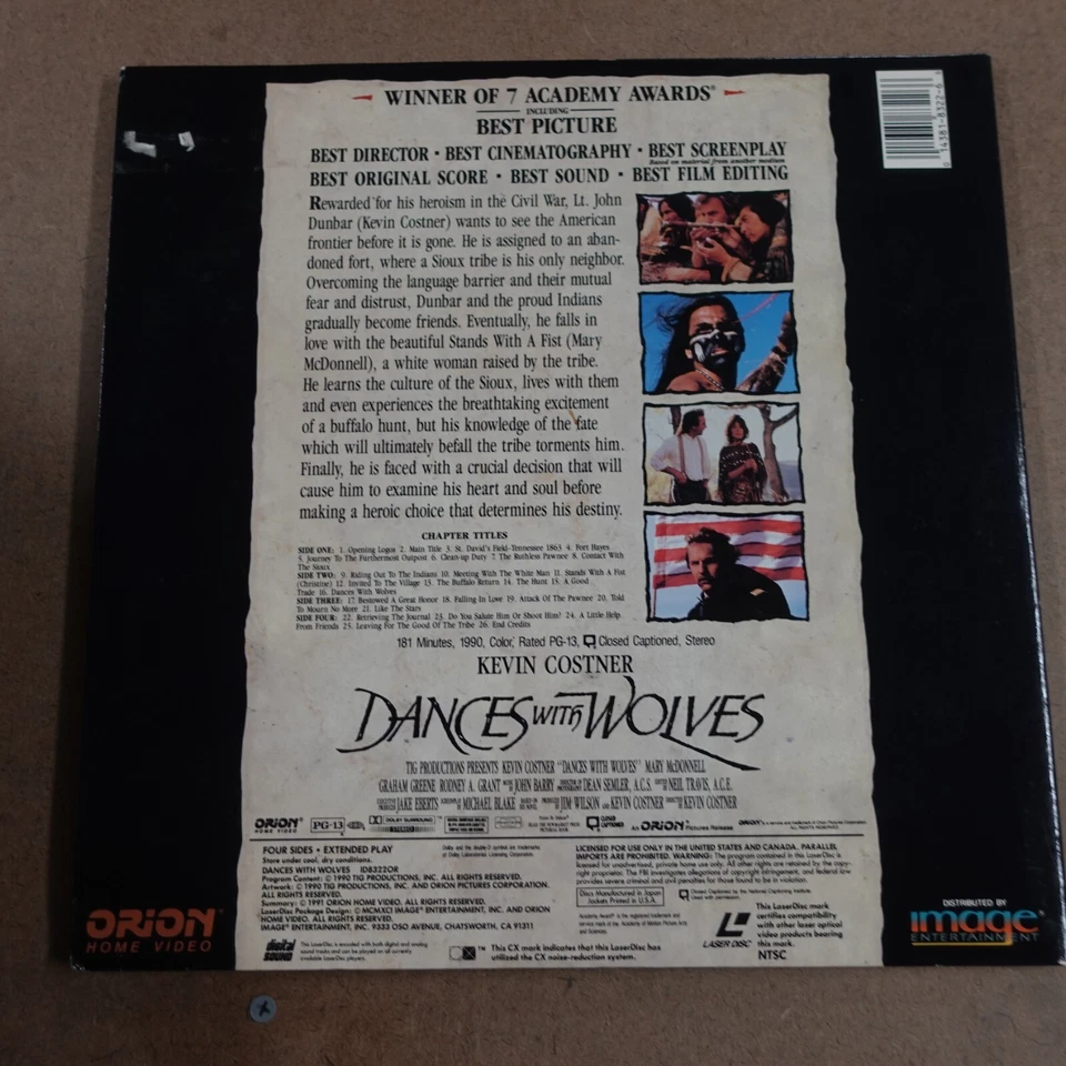 Dances With Wolves Wide Screen Edition Laserdisc Ld Movie - Image 2 of 2