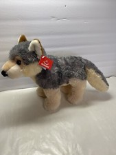 Aurora Husky Dog Wolf Plush Gray Tan Stuffed Animal Realistic lifelike 12 NWT