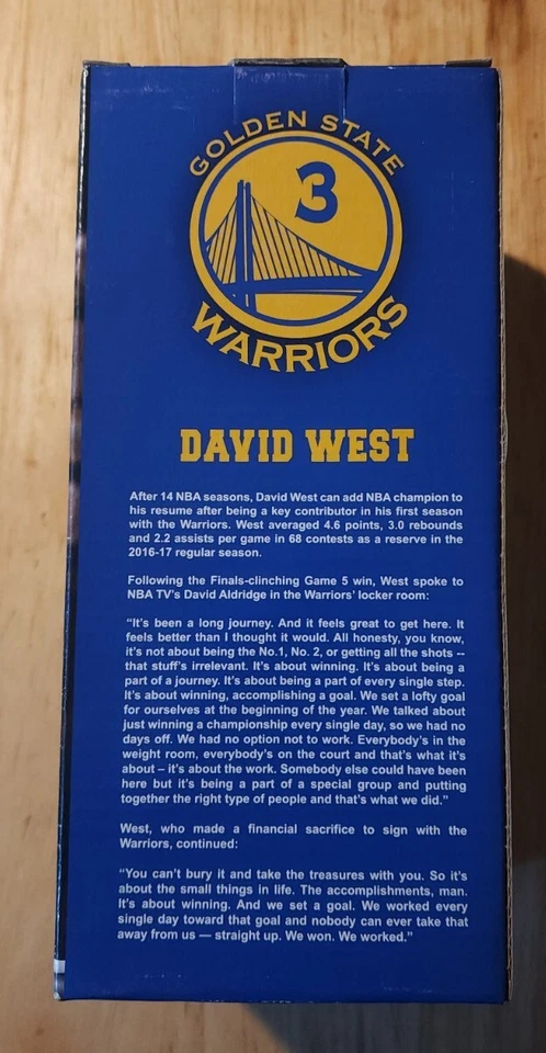 Bobblehead David West Golden State Warriors Champions Edition Foto 4 de 4