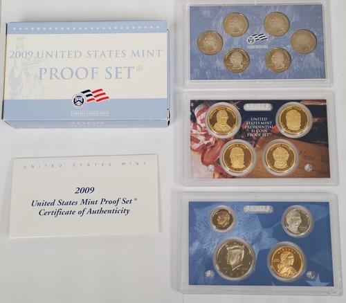 2009 S US Mint Proof 14 Coin Set (Missing Pennies) Including Original Box & COA - 第 1/8 張圖片