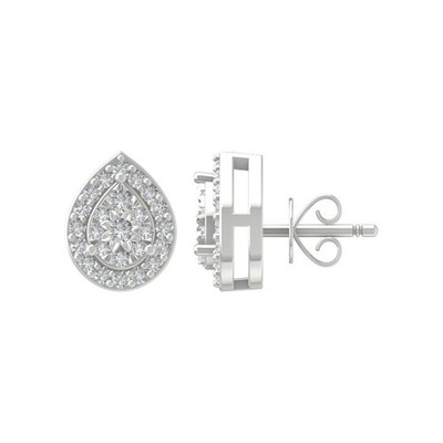 10 Karat Weißgold 0,5 kt im Labor gezüchteter Diamant Komposit Ohrstecker für Frauen