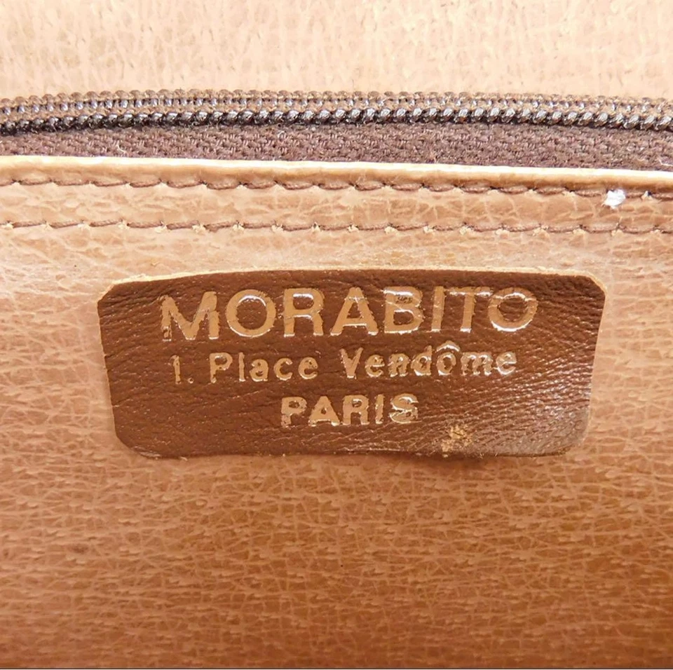 MORABITO Bolso de Mano Bolso con Asa Superior PVC Cuero Marrón Beige Damas Talla 22×29.5cm Foto 2 de 4