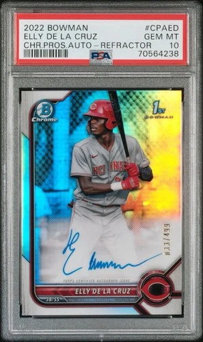 2022 Bowman Chrome Prospects Elly De La Cruz Auto Refractor #33/499 PSA 10