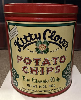Vintage Kitty Clover Potato Chip Tin 50th Anniversary Limited