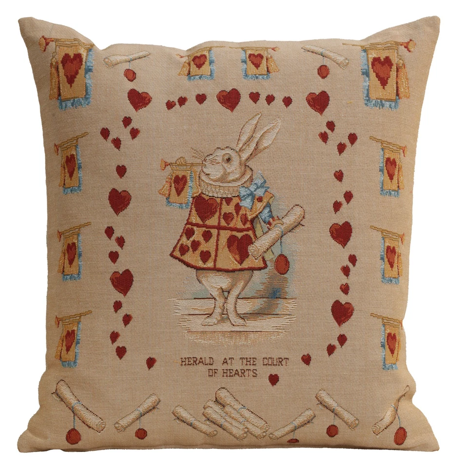 Throw Pillow Cover – Alice in Wonderland Heart Rabbit - Cushion Cover 19x19 in - Image 2 of 4