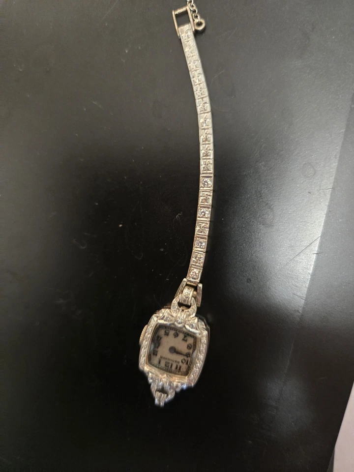 Reloj de cóctel Hamilton 1941 para dama esfera de platino diamante con correa parcial Foto 2 de 4