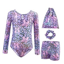 Gymnastics Leotards for Girls Long Sleeve 8-9 Years Butterfly and Leopard Print