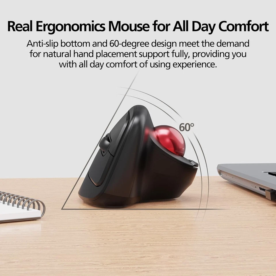 Ergonomic Wireless Mouse with Trackball and 5 Adjustable DPI, Easy Thumb Control - Image 3 of 4