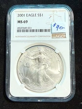 2001 AMERICAN SILVER EAGLE NGC MS 69 031