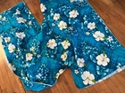 Vintage HAWAII HIBISCUS FLORAL 4 YDS By 42 Cotton Blue White TIKI BAR