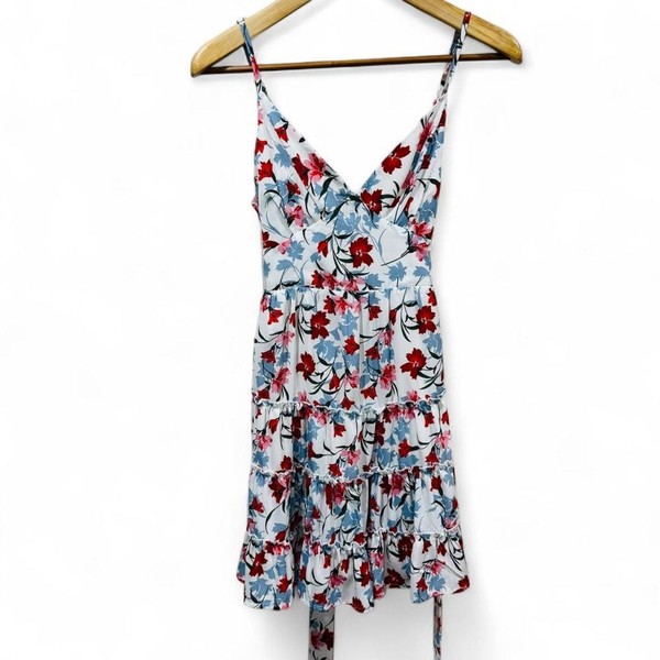 Floral Tiered Sundress Mini Dress - Size 12 holiday summer coquette boho 