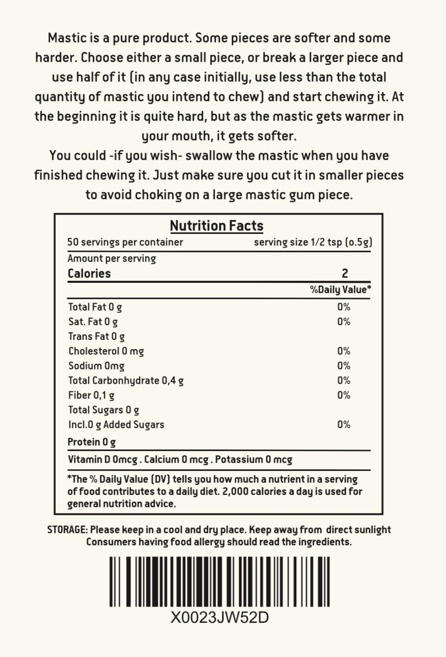 Chios Mastiha Pack 25gr (0.88oz) Medium Tears Gum 100% Pure Mastic White 