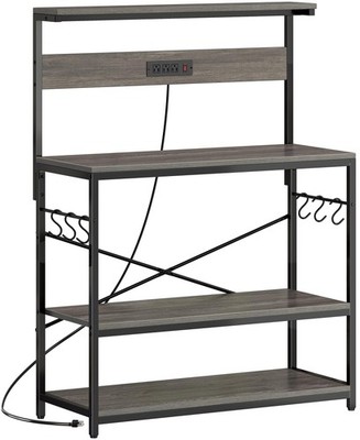 Bakers Rack with Power Outlets, Microwave Stand, 39.4 X 14.3 Inch Larger Desk...