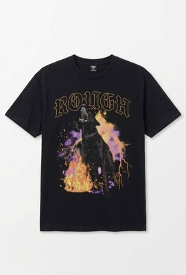 FSBN Unisex Adults Black Graphic Print T-Shirt Size XS Relaxed Fit Cotton Jersey