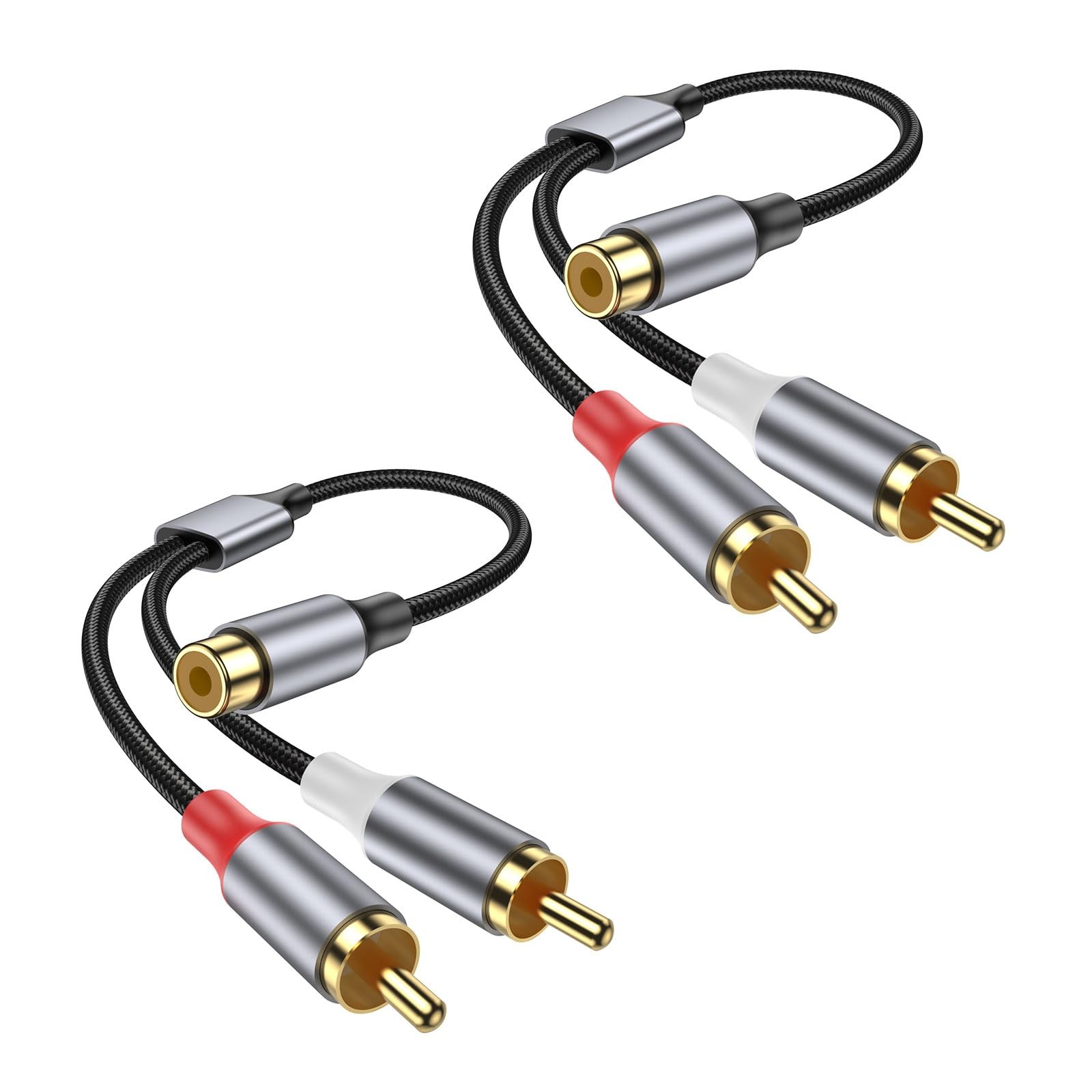 RCA Splitter 1 Female to 2 Male 2 Pack, RCA Y Splitter Audio Video Cable Split A