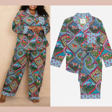 NWT 168 Printfresh Medium 100 Oranic Cotton Long PJ Set High Horse U1931