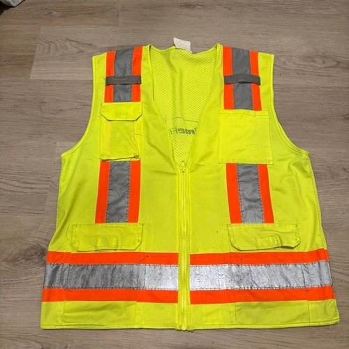 Safety Vest Yellow & orange reflective vest with gray reflective stripes Size X- - product listing photo