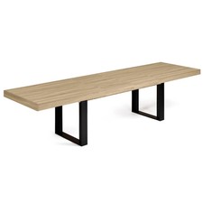 Table à manger extensible rectangle PHOENIX 6-12 personnes bois et noir 200-300