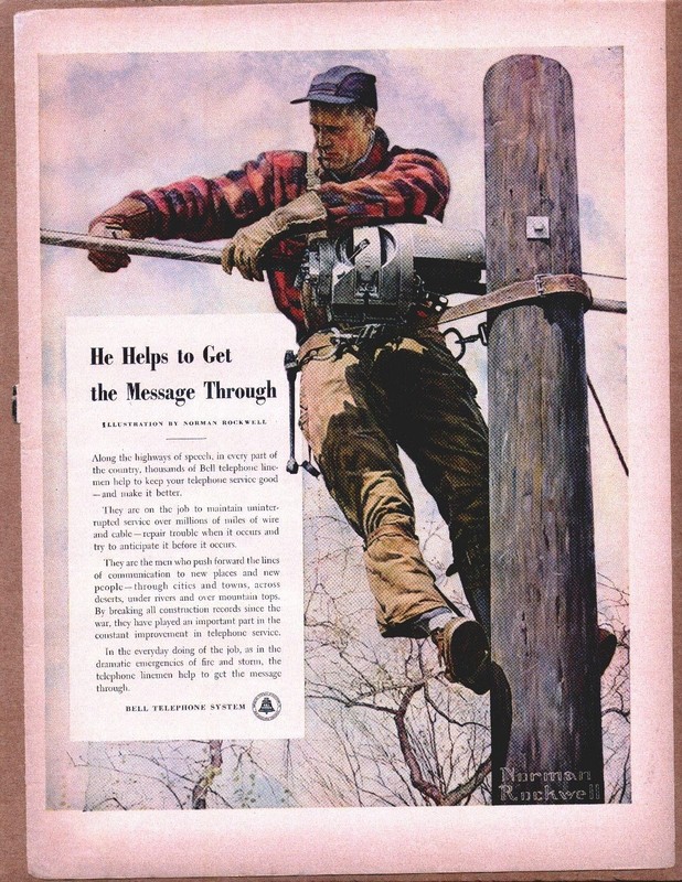 1949 BELL TELEPHONESYSTEM Lineman Original Vintage Promo Ad