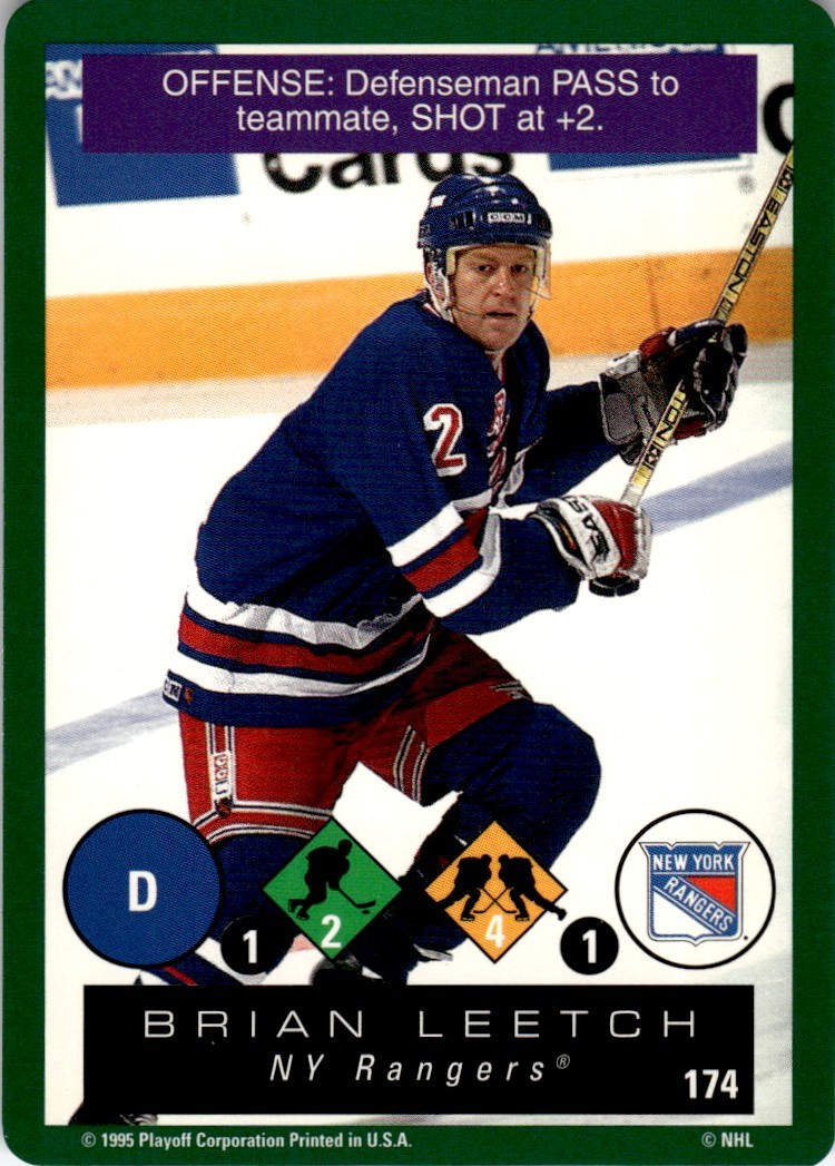 1995-96 Playoff One on One Hockey Challenge Collectible Card Brian Leetch New