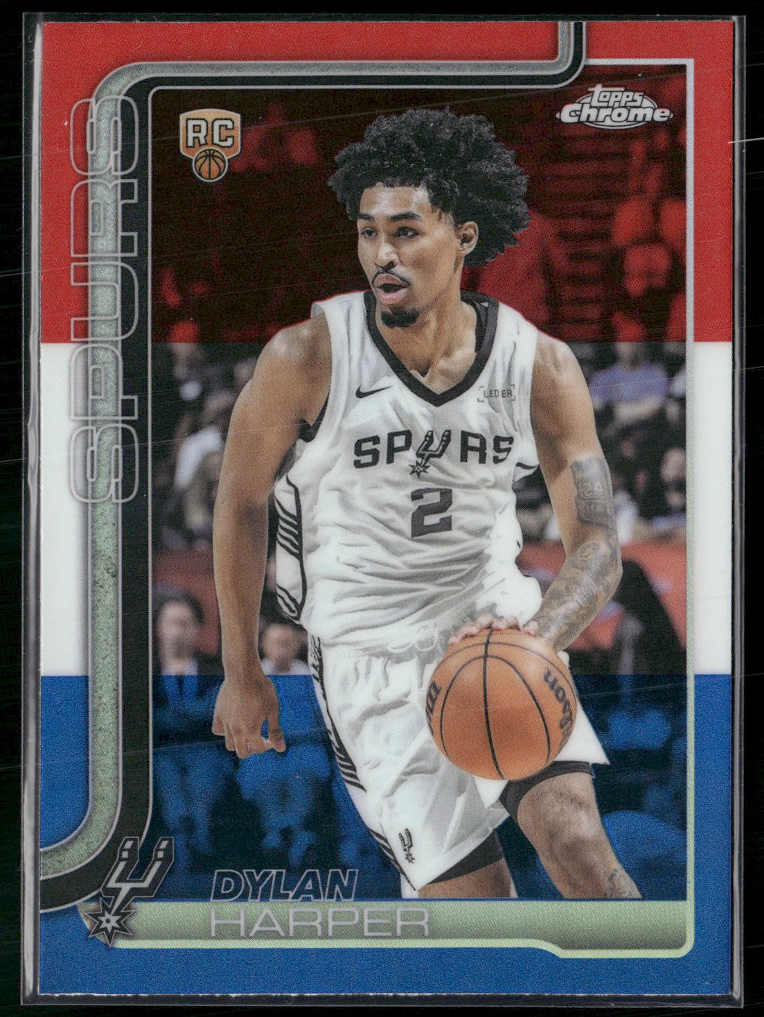 2025-26 Topps Chrome #252 Dylan Harper Red White and Blue Refractor